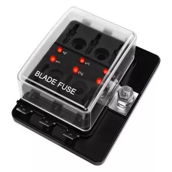 6Ways Blade Fuse Box Block Holder 10-32V Car Boat Marine Fuse Holder Box with LED Warning Light Auto Fuse Connector Switch чёрный
