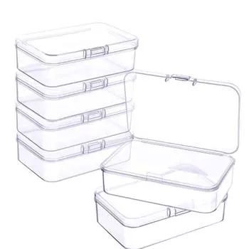 6X Storage Box Transparent Rectangle Earrings Packaging Case Multifunctional Sundries Organizer Office Jewelry