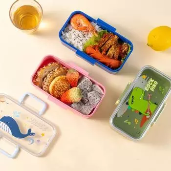 700 мл детский ланч-бокс Bento герметичная коробка для закусок мультяшный без BPA удобный контейнер для переноски детского питания для школы и приключений на свежем воздухе A