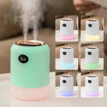 700ML Large Capacity Double Spray USB Humidifier Air Purifier with LED Lamp for Home Ultrasonic Cool Mist Aroma Air Humidifier USB Cable белый