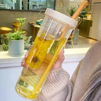700ml Straw Cup with Foldable Straw Built-in Filter Tea Bin Easy to Clean 700ML зелёный