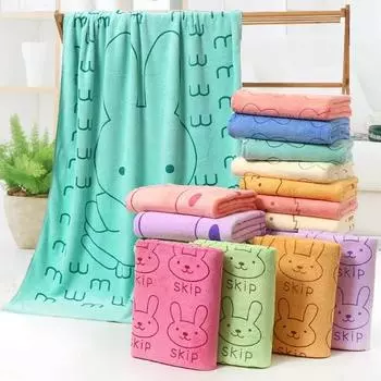 70*140 см Банное полотенце из микрофибры с кроликом, милое, большое, мягкое, для детей, мальчиков и девочек, для женщин, пляжное, для плавания, впитывающее, быстросохнущее 70x140cm