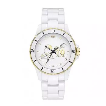 Часы Snoopy Diamond Watch в честь 70-летия Peanuts Premium Watch, гибридные керамические часы унисекс с натуральным бриллиантом, ограниченная серия из 2000 экземпляров с серийным номером White