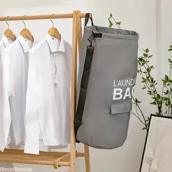 70L Laundry Bag Large Capacity Laundry Basket Room Organizer Backpack with Adjustable Shoulder Straps and Pocket Clothes Hamper XXL темно серый