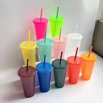 710 мл Флаконы для воды Flash Powder для девочек с трубочкой, многоразовый стакан из твердого пластика с крышкой, кофейная чашка, посуда для питья, рождественский подарок 710ml зелёный