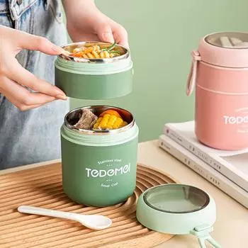 710ML Stainless Steel Insulated Lunch Box Drinking Cup With Spoon Food Thermal Jar Insulated Soup Thermos Breakfast Soup Cup