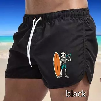 73 Summer Men s Quick-Drying Swim Trunks Printing Sports Pants Swimwear Beach Shorts Jogging Shorts M чёрный
