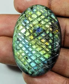 73Cts. Натуральный лабрадорит, резной овальный кабошон, россыпью, драгоценный камень 27X40X07MM PP-533