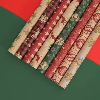 76x50 см Рождественская подарочная упаковочная бумага DIY Упаковочная бумага Новогодняя вечеринка Подарочные украшения Винтажная упаковочная бумага Принадлежности