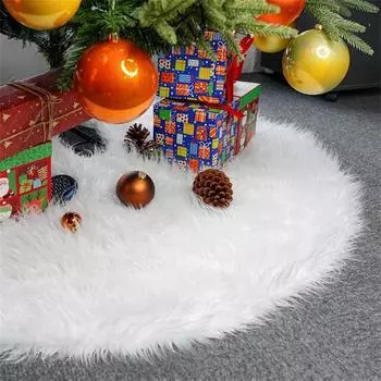 78/90/120cm Christmas Tree Skirt Xmas Decoration Xmas Gift White Faux Fur Tree Skirt Christmas Decoration for Home New Year 2024 78x78cm белый