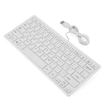 78 клавиш ультратонкая мини USB проводная клавиатура для настольного компьютера ноутбука ПК (белый) белый