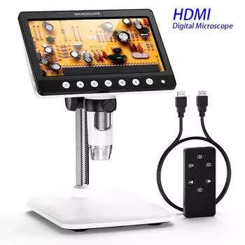 7,0-дюймовый цифровой микроскоп HDMI с увеличением 1200x, 5-мегапиксельная HD-камера USB, профессиональный электронный микроскоп для ремонта с 8 светодиодами