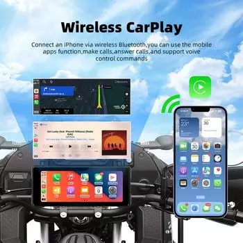 7.0 IPS беспроводной мотоцикл CarPlay навигация Android Auto Airplay мотоцикл беспроводной шлем экран DVR с двойным Bluetooth