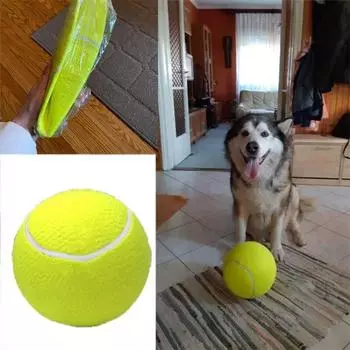 7/8, 5/9, 5 inci bola tenis raksasa tiup untuk anjing pelatihan mengunyah mainan interaktif luar ruangan mainan anjing perlengkapan hewan peliharaan S 17.8cm