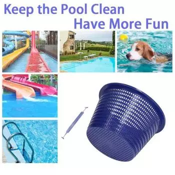 7 /8 Pool Skimmer Basket for Inground Pools Plastic Swimming Pool Filter Basket Leaf 7inch синий
