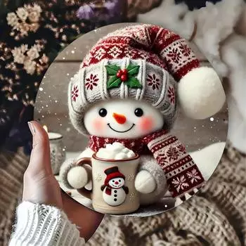 7,8x7,8 дюймов Снеговик настенное искусство печатная металлическая вывеска Рождественская кухня Кофейня Бар Домашний декор Зимнее фермерское искусство Рождественское настенное искусство чёрный