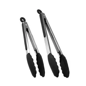 7 9 12 Silicone Stainless Steel Bread Beef Heat Resistant Clip Vegetable Barbecue BBQ Clamp Kitchen Tools Gadgets 9 inches красный