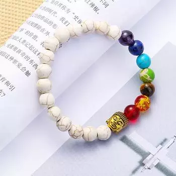 7 Чакра Голова Будды Бусины Multicilor Камень Браслет Браслеты Йога Ювелирные Изделия Подарок