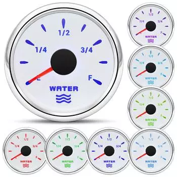 7 Color Backlight 2 52mm Water Level Gauge+Water Level Sensor 100-600mm 0-190 Ohm Water Tank Meter Indicator Auto Car Boat