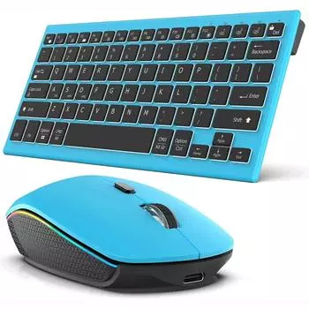 7-цветная Bluetooth-клавиатура и мышь с подсветкой, 2,4 ГБ, USB-аккумуляторная беспроводная клавиатура и мышь, набор для планшетов, ноутбуков, Windows
