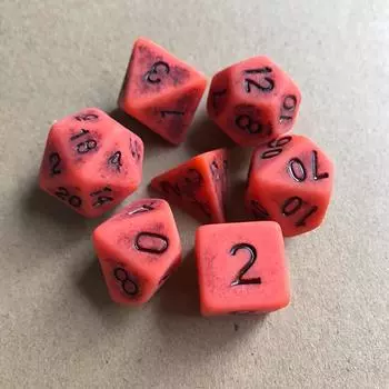 7 Dice and 50 Pieces Round Game Prop Set, Vintage Orange Multi-Sided Digital Dice 7 Pieces Set, Casual Entertainment Table Game Set оранжевый
