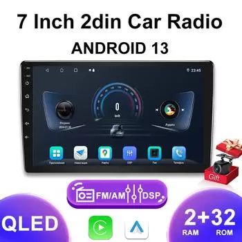 7 дюймов 2 din Универсальный Android 2G 32G Автомобильный радиоприемник Мультимедийный видеоплеер DSP Wi-Fi GPS FM Bluetooth QLED Стерео MP5-плеер