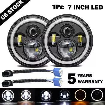 7-дюймовые светодиодные фары Drl Hi/Lo Beam 55W 35W Ring Amber Angel Eye