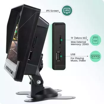 7-дюймовый 4-канальный разделенный экран FHD 1080P видеорегистратор для грузовиков, автобусов, MP5, DVR, монитор с BSD Smart Blind Zone Radar Alarm without TF card