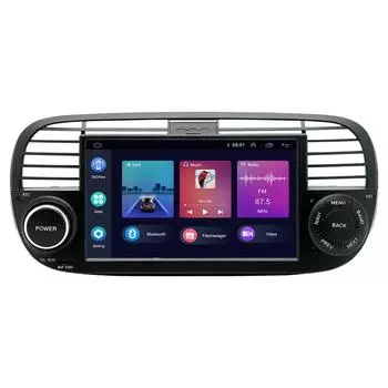 7-дюймовый Android 12 автомобильный радиоприемник для Fiat 500 с GPS-навигацией, управление рулевым колесом, мультимедиа, Carplay BT, WIFI 7 inch чёрный