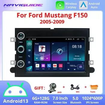 7-дюймовый Android 13 для Ford F150 2005-2009 без DVD автомобильный беспроводной Carplay и Android Auto с сенсорным экраном IPS 4G WIFI BT 5.0 красный
