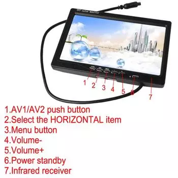 7-дюймовый HD-монитор TFT Автомобильный монитор HD 1024x600 Дисплей Встроенный AV-вход чёрный