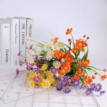 7 Heads Lily Artificial Flowers Plastic No Fade Bouquet New Year Wedding Decoration Garden Porch Bedroom Office Table Decor оранжевый