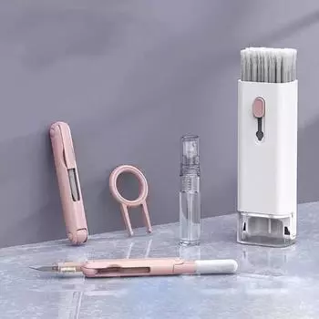 7 In 1 Cleaning Kit Computer Keyboard Cleaner Brush Earphones Cleaning Pen For Earphone Cleaning Tools Keycap Puller Set AVE розовый