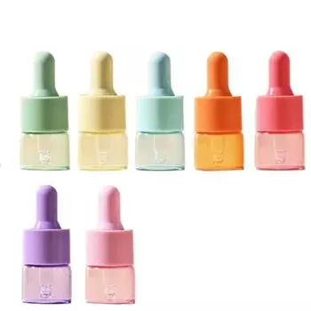 7 Pcs Refillable Mini Dropper Bottle Set Macaron Color Empty Glass Essential Oil Vials Screw Mouth Lid Reusable