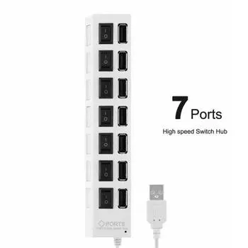 7-портовый USB 2.0 высокоскоростной адаптер включения/выключения питания для ноутбука чёрный