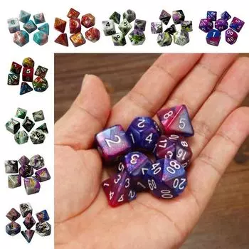 7 шт. акриловые 7-матрицы D4 D6 D8 D10 настольные игровые кости DND игральные кости многогранные игральные кости