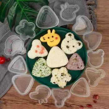 7 шт. DIY форма для суши треугольная форма для суши форма для риса онигири рисовые шарики пресс для еды мультяшные инструменты для суши кухонные принадлежности для бэнто