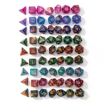 7 шт./компл. акриловые D12 D20 D4 D6 D8 D10 7-мерные многогранные игральные кости DND настольная игра в кости