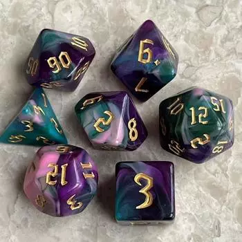 7 шт./компл. акриловые игральные кости D4 D6 D8 D10 набор кубиков Swirl-DND для семейной вечеринки/настольных игр/RPG/MTG