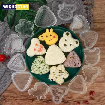 7 шт./компл. DIY форма для суши онигири рисовые шарики пищевой пресс треугольная форма для приготовления суши суши набор японская кухня аксессуары для бенто