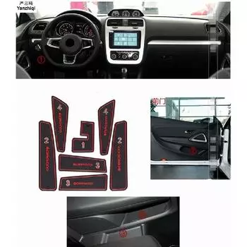 7 шт./компл. для Volkswagen Scirocco 2009-2016, автомобильные аксессуары, 3D резиновый коврик, нескользящий коврик, внутренний коврик для чашки, коврик с дверной канавкой Smabee A