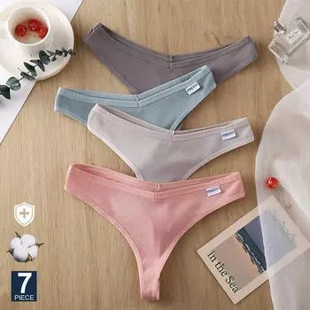 7 шт./компл. M-XL женское хлопковое белье 9 однотонных трусиков стринги сексуальные стринги с v-образной талией нижнее белье для девочек женские трусики M&SET
