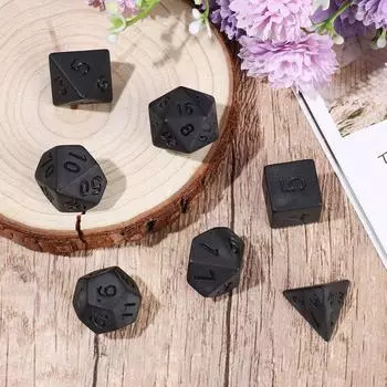 7 шт./компл., многогранный черный набор кубиков для TRPG DND, набор игровых кубиков, аксессуары для отдыха и развлечений, кубики для настольных карточных математических игр