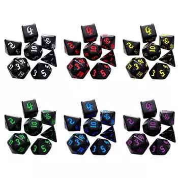7 шт./компл. подарок D4 D6 D8 D10 7-Die DND игровые кости многогранные игральные кости настольная игра