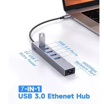 7-в-1 USB 3.0 HUB 5 Гбит/с высокоскоростной Type C 5 В дополнительный источник питания RJ45 Ethernet-адаптер для ПК компьютерные аксессуары Macbook Pro