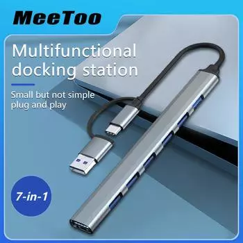 7-в-2 USB3.0 HUB USB C HUB 5 Гбит/с высокоскоростная передача USB-разветвитель C-to-USB OTG адаптер для Macbook 13 15 Air Mi Pro ПК ноутбук