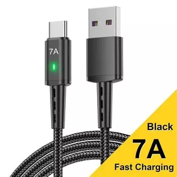 7A Быстрый USB-кабель Type C Кабель для быстрой зарядки Кабель для передачи данных Провод для MacBook Xiaomi Samsung USB-кабель Type C для Huawei 0.3m
