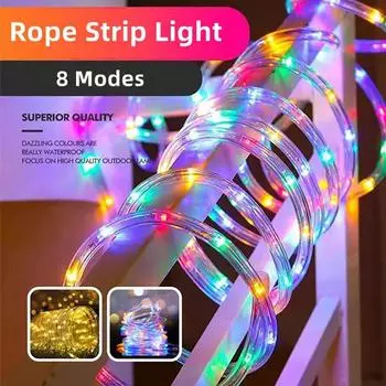 7M/12M LED Solar String Fairy Lights Outdoor Tube Rope Path Garlands Lamp Patio Waterproof Christmas Wedding Garden Street Light 7M 50LED белый