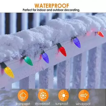 7M 50LED Solar Christmas Lights Outdoor Strawberry Solar String Lights Fairy Lights for Christmas Tree Holiday Party Decor