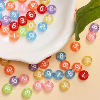 7mm 100pcs Round Digital Acrylic Beads Making Fashion Necklace Bracelet DIY Mobile Phone Chain Beaded Material Accessories Style 4